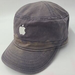 Apple Hat Adjustable Blue Distressed Cadet Military Army Cap Tech Logo Promo Men